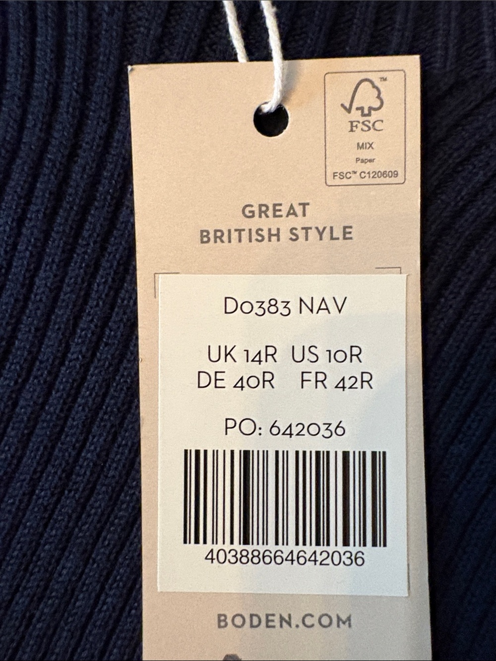 Boden Ribbed Knitted Midi Dress 10 Navy Blue Long Sleeve NWT‎ - Picture 6 of 11